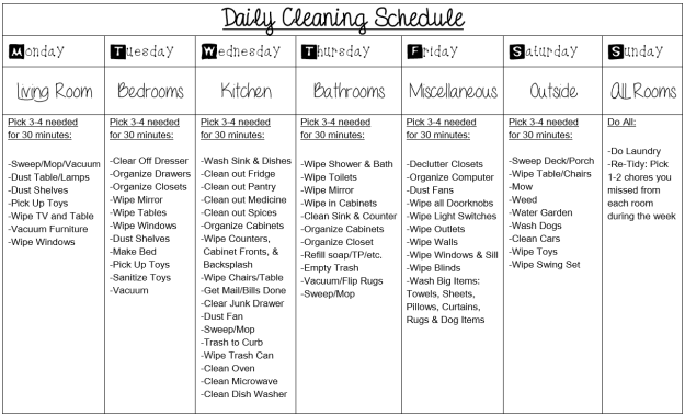 Chart 2: Daily Cleaning Schedule